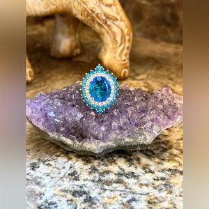 Silver London Blue Topaz Stone Ring